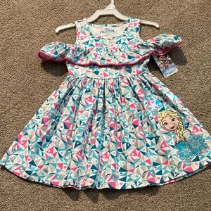 NWT Frozen Princess Elsa Geometric Cutout Ruffle A-Line Dress